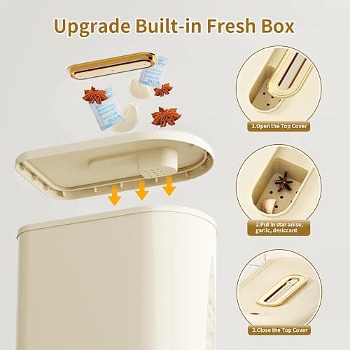 ZuoCheng Large Rice Dispenser, 11Lbs Cereal Dispenser Rice Container Food Storage Container with Measuring Cup, Cereal Containers Storage Kitchen Household Rice Pet Food Holder thumbnail 6