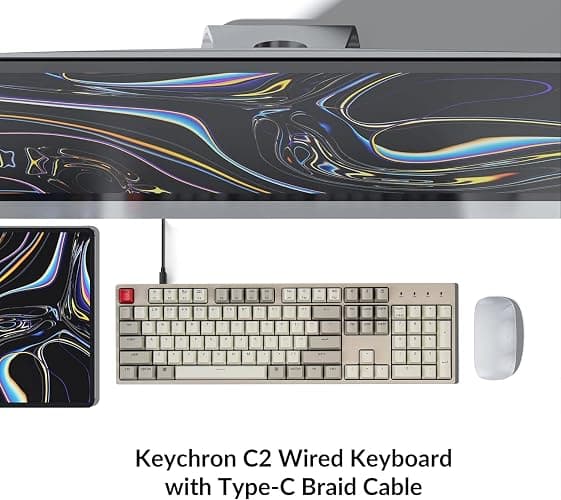 Keychron C2 Full Size Wired Mechanical Keyboard Compatible with Mac, Keychron Red Switch, 104 Keys ABS Retro Color Keycaps Gaming Keyboard for Windows, USB-C Type-C Braid Cable thumbnail 3
