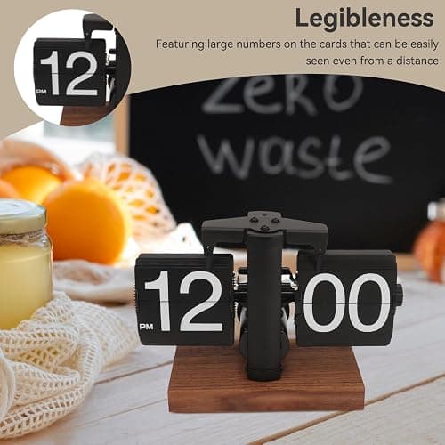 Cyrank Flip Clock Desk, Retro Digital Flip Down Clock Flip Digital Clock Mechanical Clock Flip Clock Vintage Automatic Turning Tube Clock Auto Flip Desk for Home Room Office Decoration(Black A) thumbnail 3