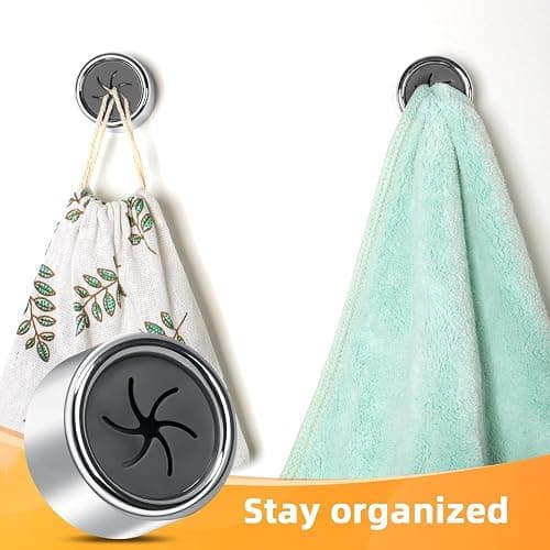 Alyvisun 4 Pièces Porte Torchon Autocollant, Accroche Torchon Cuisine Sans Percage, Ronds Accroche Serviette Salle de Bain en ABS, Crochet Adhesif Mural pour Torchon thumbnail 5