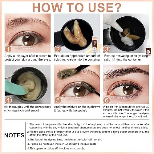 Lash and Brow Color Kit, 2 in 1 Eyelash and Eyebrow Color Set, Professional Lash and Brow Lift Kit with Natural Effects for Home Salon and Beginners, Waterproof, Lasting for 4-6 Weeks (#2, Brow) thumbnail 5