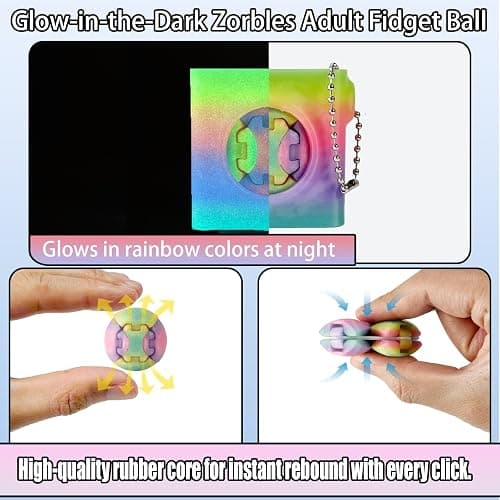 Zorbles 3D Printed Clicker Fidget Rolling Ball Keychain with Portable Storage Box,Stress Relief Desk Fidget Toy for Adults thumbnail 4