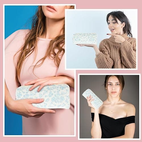 HJZHII Cute Pencil Case, Aesthetic Flowers Pencil Pouch, Portable Pen Bag Wide Opening, Soft Quilted Pencil Pouch Organizer with Zipper for Office College Storage Makeup Pouch, Blue Flowers thumbnail 6