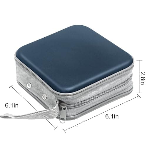 Siveit CD Case, 40 Capacity CD/DVD Case Holders Wallet Hard Plastic DVD Disc Cases Storage Binder for Car Home Office Travel (Dark Blue) - Dark Blue thumbnail 6
