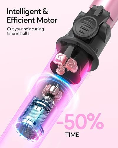 Wavytalk Rotating Curling Iron, Curl Cycle, 1 Inch Automatic Curling Wand for Long Hair, Get Effortless Beach Waves with Self Spinning Barrel up to 430°F with Home Button, Dual Voltage, Rose Gold - Rose Gold thumbnail 2