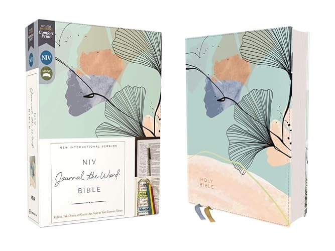 NIV, Journal the Word Bible (Perfect for Note-Taking), Leathersoft, Teal/Floral, Red Letter, Comfort Print: Reflect, Take Notes, or Create Art Next to Your Favorite Verses - Image 1