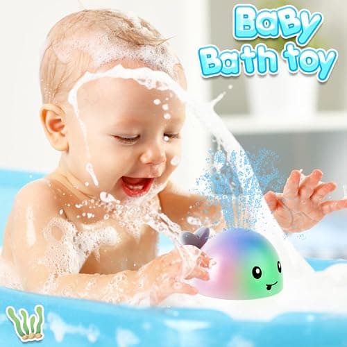 ANGGIKO Baby Bath Toys, Toddler Bath Toys for Kids Ages 1-3, Christmas Stocking Stuffers 1 2 3 Year Boy Girl Gifts, Infant Baby Toy 6-12-18 Months, Light Up Whale Bath Toy Sprinkler Bathtub Water Toy thumbnail 4