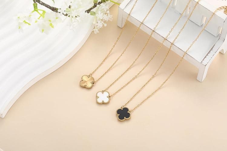 AIPPK Clover Pendant Necklace Set for Women 18K Gold Plated Four Leaf Clover Necklace Lucky Simple Jewelry Gifts for Women 3Pcs thumbnail 3