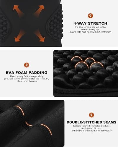 Poekuao Youth Football Baseball Padded Compression Shirt Boys Chest Protector Heart Sternum Rib Guard for Softball Lacrosse thumbnail 4