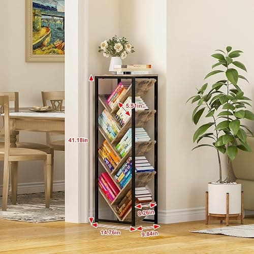 Cutogxon Tree Bookshelf - 9 Tier Floor Standing Tree Bookshelf for Hardcover Books, Small Bookshelf for Small Spaces Bookshelves Wooden Book Storage Organizer Shelves for Bedroom Living Room thumbnail 2
