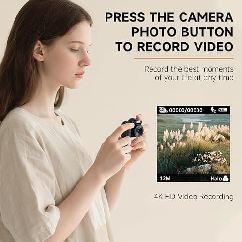 Mini Keychain Camera 4K 64MP Vintage Digital Camera,Pocket Retro Nostalgia Video Camera with LED Light and 32G Micro SD Card, Suitable for Teenagers, Adults, Kids, and Photography Beginners Black thumbnail 2