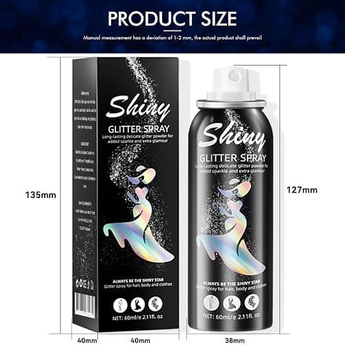 Ragkun Body Glitter, Body Glitter Spray, Glitter Spray for Hair and Body, Long-Lasting and Quick-Drying Silver Glitter Hairspray Suitable for Stage, Festival Rave and Makeup Prom (2.11 Fl Oz) thumbnail 7