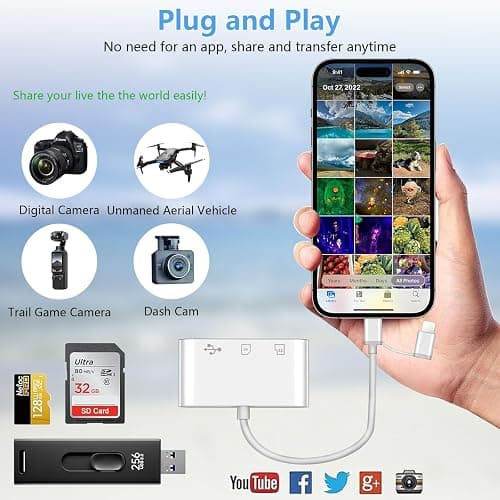 SD Kartenleser für iPhone, 3 in 2 SD Kartenleser für iPhone/iPad/Kamera, Plug and Play, SD Karten Adapter für Phone Typ C Kartenleser für Phone 15/16/Pro Max/Pro/Plus/Pad Pro/MacBook Pro/Air thumbnail 5