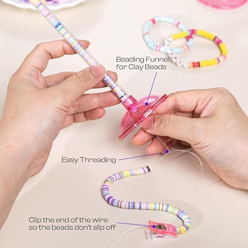 Caydo 2 Pack Bead Funnel for Clay Beads Bracelet Making, Bead Spinner Maker Kit with Graduated Scale for Polymer Clay Beads with Transparent Tube, Clip, Beading Needle thumbnail 8