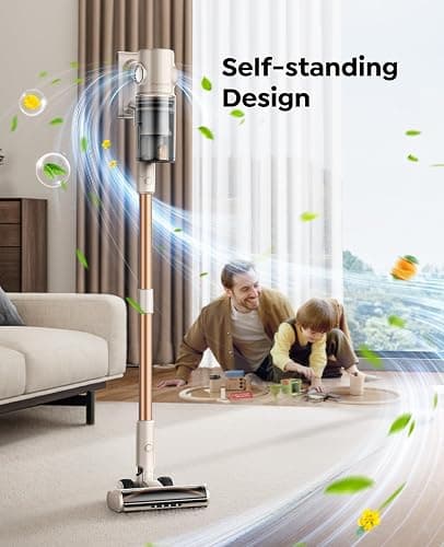 Cordless Vacuum Cleaner,80Mins/50kpa Vacuum Cleaners for Home,Stick Vacuums with Self-Standing,Touch Screen,LED Headlights, Anti-tangle,Rechargeable,Lightweight,for Carpet,Hard Floor, Pet Hair(P7 Pro) thumbnail 5
