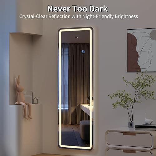 Koonmi Full Length Mirror Door Hanging with LED Lights 48"x16" thumbnail 5