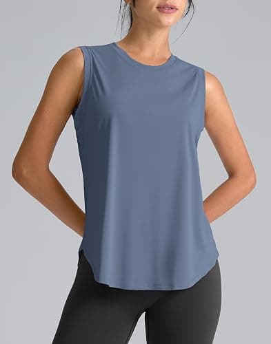 SANTINY Women's Sleeveless Workout Tops Breathable Lightweight Active Tennis Yoga Shirts Athletic Running Tank Tops for Women thumbnail 2