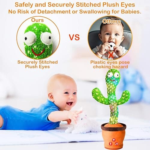 Rechargeable Dancing Talking Cactus Toy, Singing Cactus Baby Toy That Talks Back, Educational Baby Toys 18 months+ w/ 51 English Songs, Toddler Easter Basket Stuffers, Easter Gifts for Kids, Infant thumbnail 4