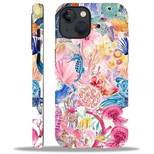 DAIZAG Phone Case Compatible with iPhone 13/14,Pink Sea Creature Turtle Mixed 2 Layer Soft Silicone+Hard PC Ddouble Protection Ultra-Thin Phone Case for iPhone 13/14 thumbnail 3