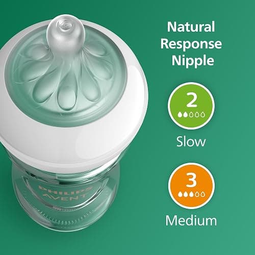 Philips Avent Natural Newborn Glass Gift Set, Baby Bottles with Natural Response Nipples, 3x 4oz (Slow Flow, Flow 2) and 2x 8oz (Medium Flow, Flow 3), 2x Silicone Sleeves, SCD858/01 thumbnail 6