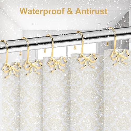 YanKiTour Bow Shower Curtain Hooks, 12 Pack Metal Decorative Rings, Rustproof Bow Knot Design for Bathroom Bedroom Living Room Baby Room Nursery Art Decor (Gold 2) thumbnail 7