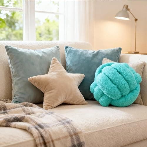 Onechionede Knot Pillow Ball Plush - Decorative Throw Pillows for Bed Relieve Stress, Round Knot Cushion for Sofa Decor Pet Toy, Teal 8 inch thumbnail 3
