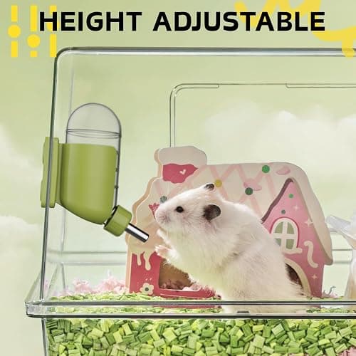Hamster Water Bottle with Magnetic Holder, Freestanding Water Bottle for Glass Tanks, Suitable for Syrian Dwarf Hamsters Gerbils Mice Rats Degus (Grey, 4oz) thumbnail 6