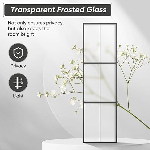 Barnsmith 24in x 84in Aluminum Glass Barn Door with 4.3FT Hardware, Frosted Tempered Glass, 6 Lattice, Lightweight Sliding Door, Easy Assembly - 24"x84" thumbnail 4