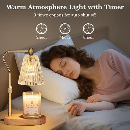 Imenlox Candle Warmer Lamp, with Timer and Dimmer, Adjustable Height, for Mom, Christmas Birthday Gifts for Women, House Warming Gifts Home Decor, Wax Warmer for Jar Candles(Amber) thumbnail 4