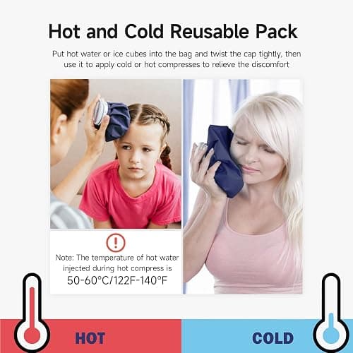 BICAREE Ice Pack for Injuries Reusable, Ice Bags Hot Water Bag for Hot & Cold Therapy and Pain Relief with Cover, No-Leak Elastic Breathable Ice Bag, Size 9", Blue thumbnail 5