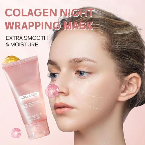 Collagen Night Wrapping Mask, Collagen Face Mask, Overnight Peel Off Facial Mask, Korean Skin Care, Boosts Elasticity & Hydration, Reduces Sagging & Dullness For Glowing Skin 75ml thumbnail 7