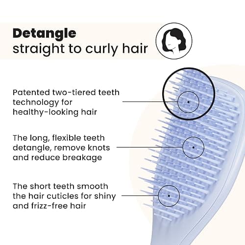 Tangle Teezer Ultimate Detangler Hairbrush, Eliminates Knots & Reduces Breakage, Mini Hair Brush for Travel, Small Hands & All Hair Types, Digital Lavender thumbnail 2