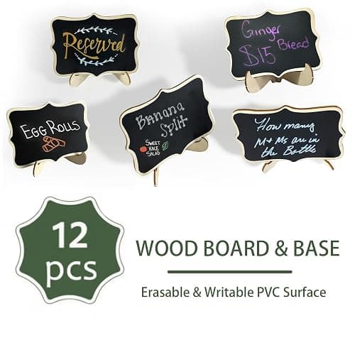 12pcs Mini Chalkboard Signs with Stand,Food Labels for Party Buffet, Food Tag/Name Card for Wedding Table, Name Tag Drink Labels Taco/Candy Bar/Bake Sale Food Sign, Catering Supplies Buffet Display thumbnail 6