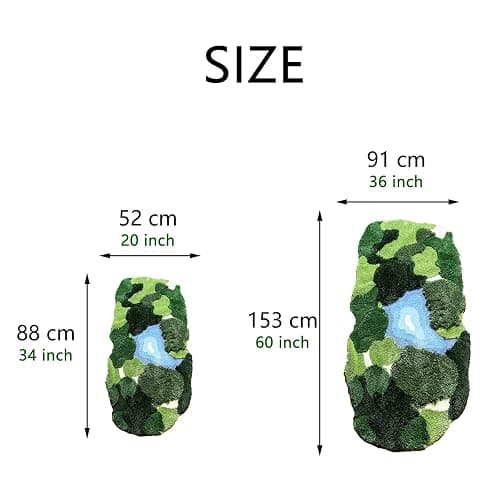 THRILRUG 20x35 Inch 3D Moss Rug,Shag Carpet Leaf Area Bathroom Rugs Non Slip Bath Mat Tufted Rug,Ultra Soft Washable Children Play Plant Leaves Shaped Kids Pets Floor Mat for Bedroom,Living Room Green thumbnail 3