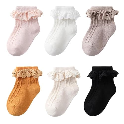 Zumou Toddler Lace Socks Girls Ruffle Eyelet Frilly Princess for Baby Little Kids - Image 1