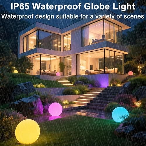 16 In Cordless LED Glowing Ball Light, LED Globe Orb Night Light w/Remote,16RGB Color Changing Waterproof Light Up Ball Rechargeable Indoor/Outdoor Mood Lamp for Nursery Garden Patio Party Bar Decor. | BALMOST RGB Color Changing Light Up Ball w/Remote, Rechargeable Orb Lamp Waterproof Globe Floor Lamp for Bedroom Garden Patio thumbnail 4
