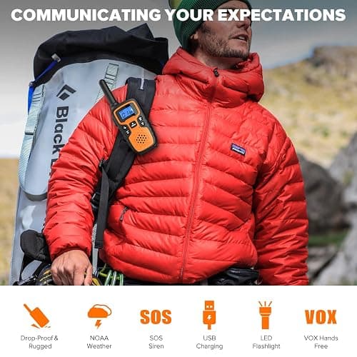 Wishouse Walkie Talkies for Adults Long Range-Rechargeable 4 Pack 2 Way Radios, Hiking Accessories Camping Gear Xmas Birthday Gift for Kids Family with Lamp,SOS Siren,NOAA Weather Alert,Easy to Use thumbnail 2