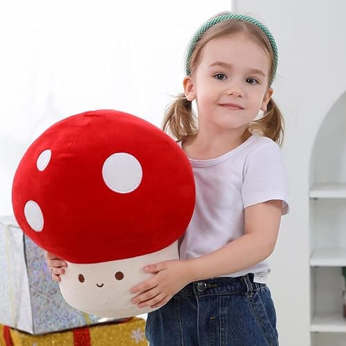 WeBingo Mushroom Plush Pillow, 12 Inch Cute Large Mushroom Decor Stuffed Animal Plushies Stuffy for Girl Boy Kid Adult, Giant Big Jumbo Soft Toy Gift for Birthday Christmas Valentine's Day thumbnail 4