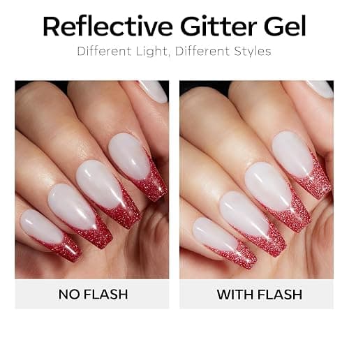 Modelones Gel Nail Polish 6 Colors Ruby Sparks Collection Popular Glitter Gel Polish Cat Eye Burgundy Red Sparkle Bloody Red Nail Polish Kit Art, DIY Home Salon Gifts for Women thumbnail 8