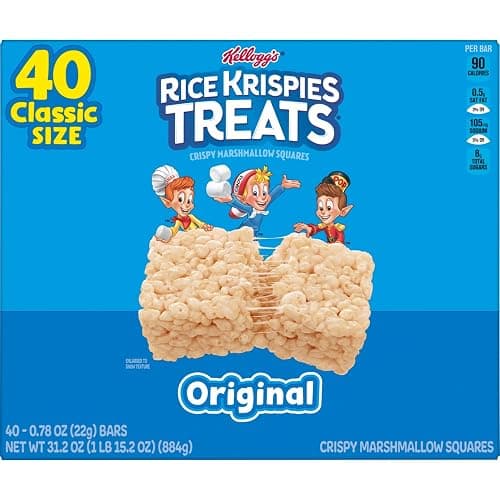 Rice Krispies Treats Crispy Marshmallow Squares, Kids Snacks, Snack Bars, Original, 31.2oz Box (40 Bars) thumbnail 8