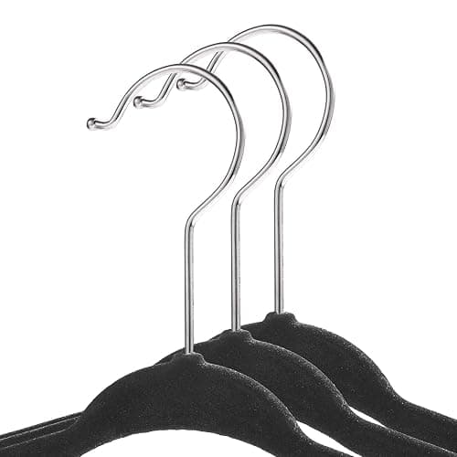 Casafield 50 Velvet Baby Hangers - 11" Size for Infant & Toddler Clothes - Black - Black thumbnail 4