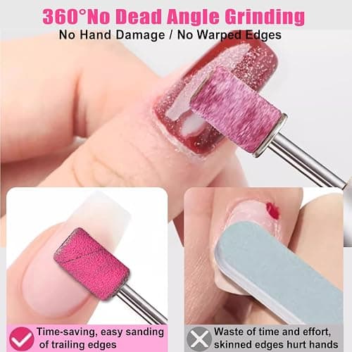 Haozher Nail Drill Bits, 135 Pcs Sanding Bands for Nail Drill, Nail Tips for Drill Bits Nail Tech, Mix 80#120#180#240# Fine Grit File Sanding Bands for Acrylic Gel Manicures Pedicure thumbnail 2