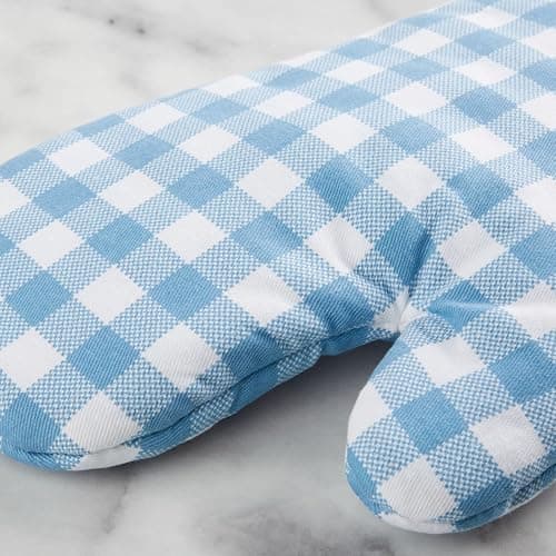 KitchenAid Gingham Oven Mitt 2-Pack Set, Blue Velvet, 7"x13" thumbnail 4