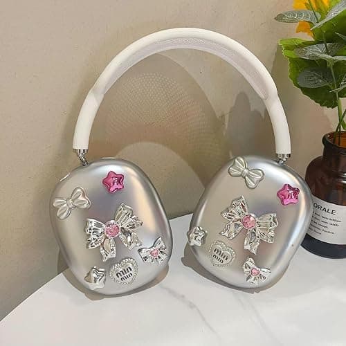 SJIE Airpod Max Ear Cover, 3D Design Cute Bow/Star/Heart, Personality Fashion AirPod Max Case Accessories Protective for Apple AirPods Max - Image 1