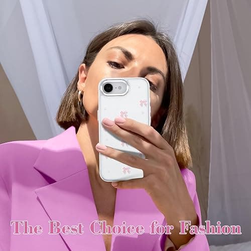 EYZUTAK Case for iPhone 17e/iPhone 16e, Bling Glitter 3D Bowknot Phone Case Cute Sparkly Crystal Clear Bow Aesthetic Design Cover Slim Soft Durable TPU Transparent Protective Cover for Women-Pink Bow thumbnail 7