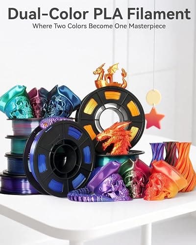 3D Printing Filament, Silk PLA Printer Filament 1.75mm, Shiny Dual Color Change, Neatly Wound Bundle, 4 x 250g Spools for FDM Printers thumbnail 8