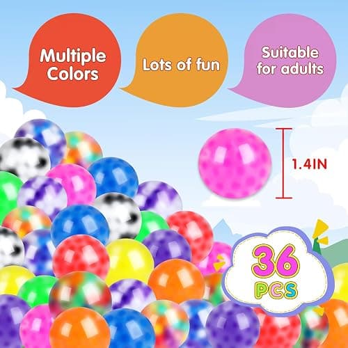36 Pack Squishy Ball, Stress Balls Bulk for Adults, Mini Stress Balls, Anti-Anxiety and Fidget Balls to Relax, Birthday Gifts, Goodie Bag Stuffers thumbnail 2