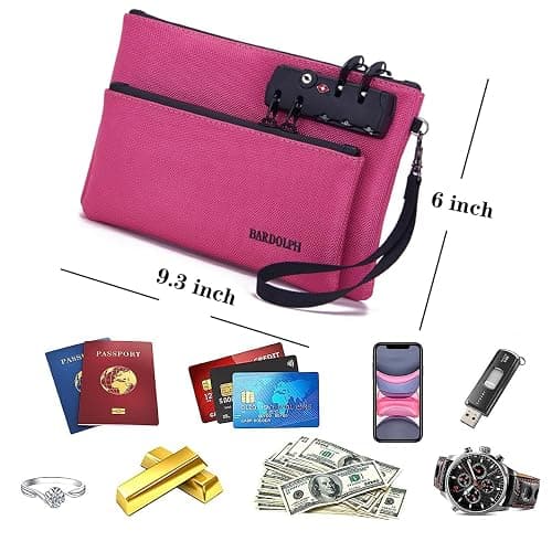 Money Bag with Lock, Double layer Men & Women's Locking Accessories Pouch, Bank Bag, Passports, Notary Supplies, Valuable StorageBag,CashBag and Zipper NotaryBag with Lock thumbnail 3