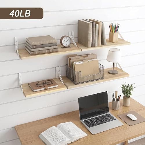 YGEOMER Floating Shelves for Wall, Different Sizes Natural Wood Wall Shelves for Living Room, Bathroom, Bedroom, Kitchen, Home Decor (Set of 4) thumbnail 6