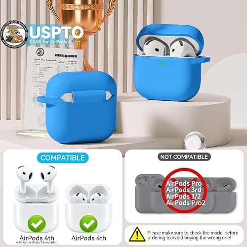 for AirPods 4 Case, TNSNK Silicone AirPod 4 Case Cover Compatible with Apple Airpods 4th Gen, Shockproof Protective Cases for Women Girly with Cleaner Kit and Keychain, Front LED Visible thumbnail 2